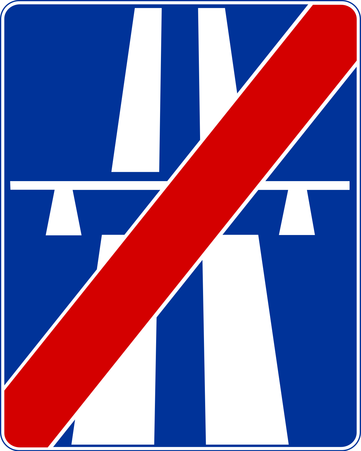 Znaki informacyjne - Koniec autostrady D-10