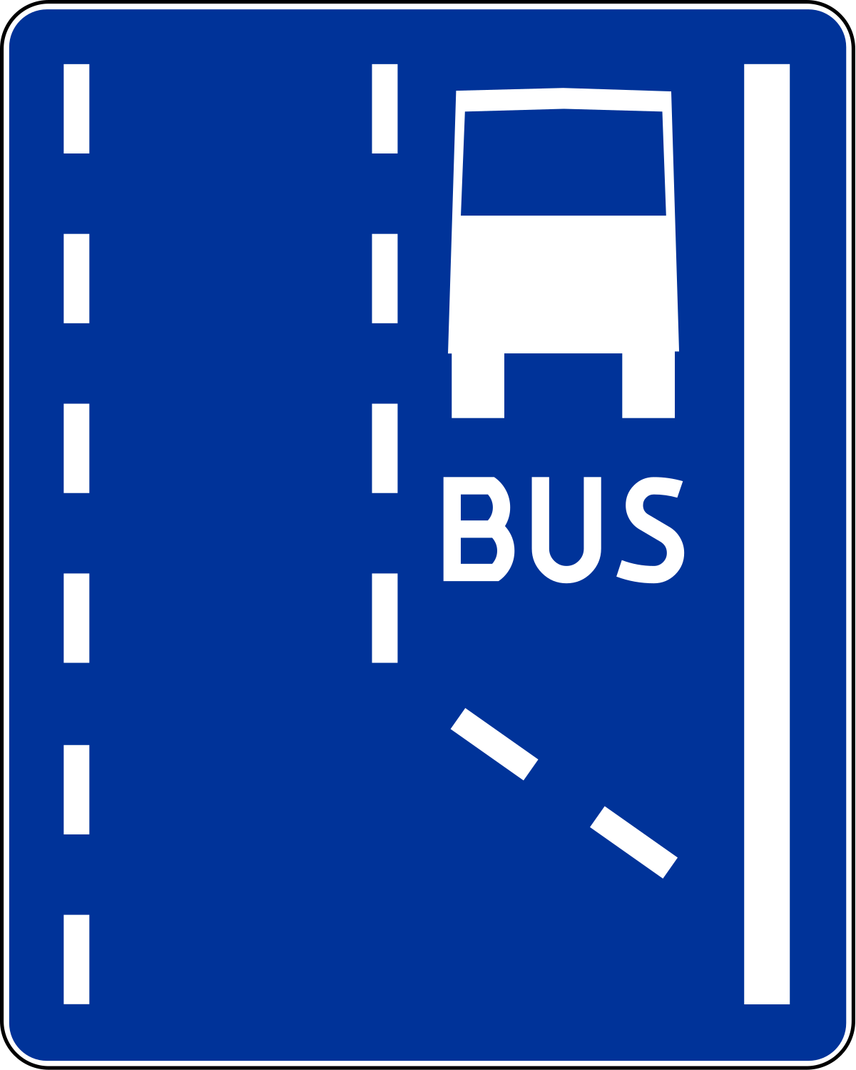 Znaki informacyjne - Początek pasa ruchu dla autobusów D-11