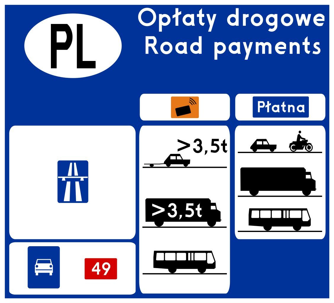 Znaki informacyjne - Opłaty drogowe D-39a