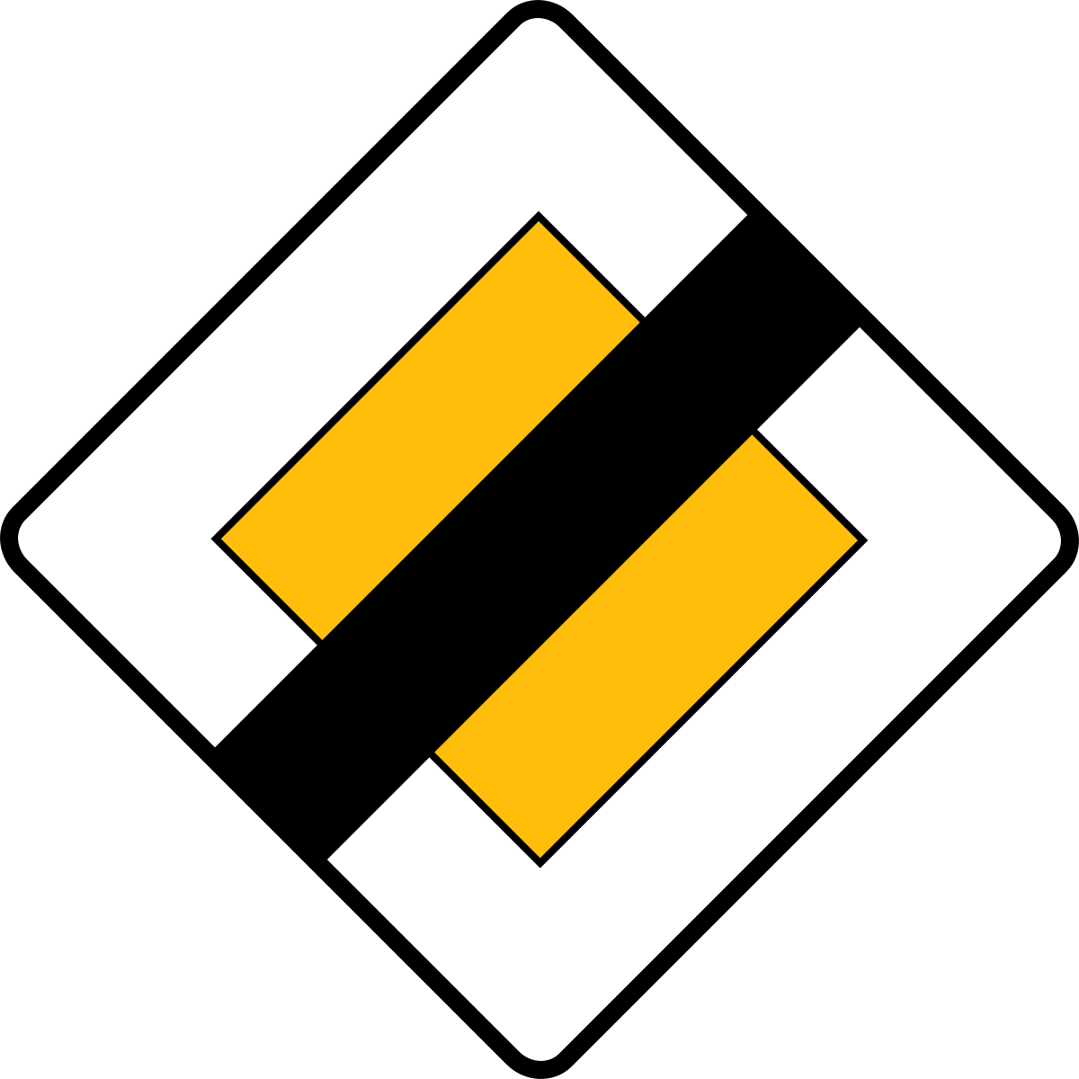 Znaki informacyjne - Koniec drogi z pierwszeństwem D-2